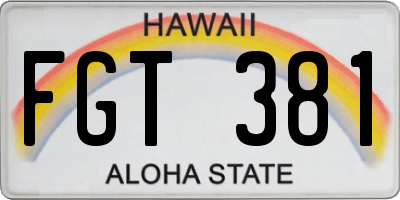HI license plate FGT381
