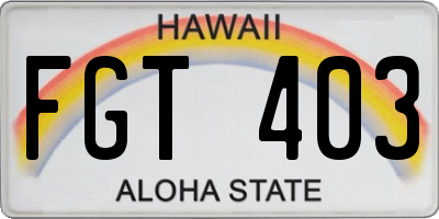 HI license plate FGT403