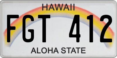 HI license plate FGT412