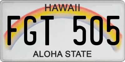 HI license plate FGT505
