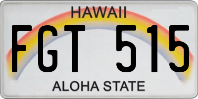 HI license plate FGT515