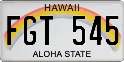 HI license plate FGT545
