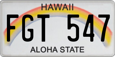 HI license plate FGT547