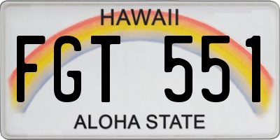 HI license plate FGT551