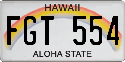 HI license plate FGT554