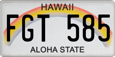 HI license plate FGT585