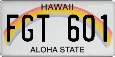 HI license plate FGT601