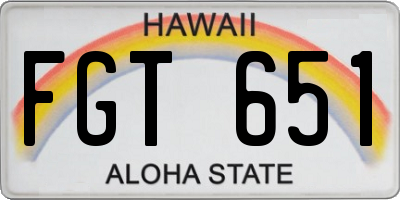 HI license plate FGT651
