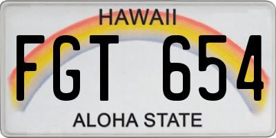 HI license plate FGT654