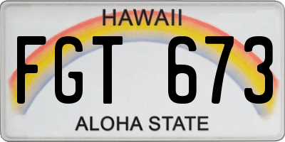 HI license plate FGT673