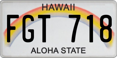HI license plate FGT718
