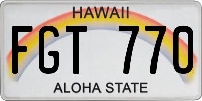 HI license plate FGT770