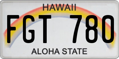 HI license plate FGT780
