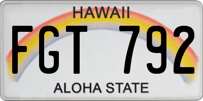 HI license plate FGT792
