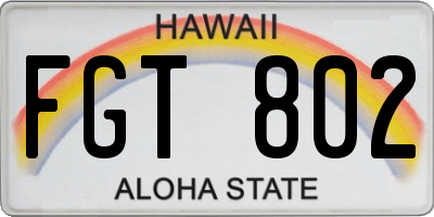HI license plate FGT802