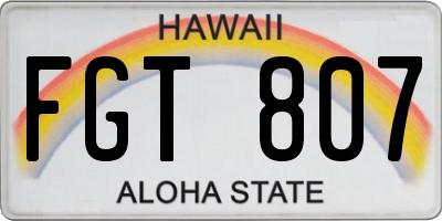 HI license plate FGT807