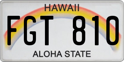 HI license plate FGT810
