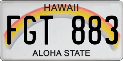 HI license plate FGT883
