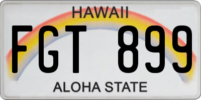 HI license plate FGT899