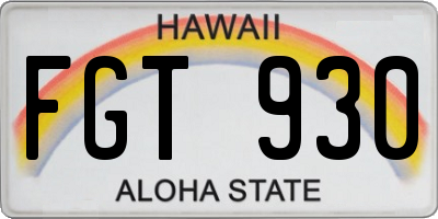 HI license plate FGT930