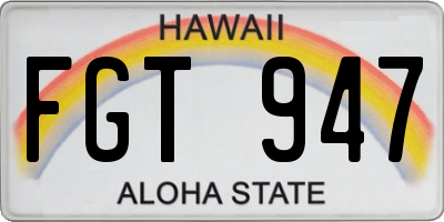 HI license plate FGT947