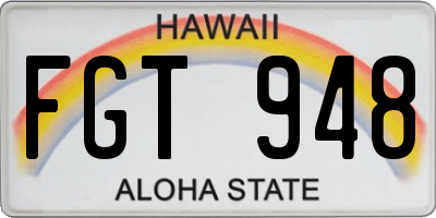 HI license plate FGT948