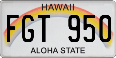 HI license plate FGT950