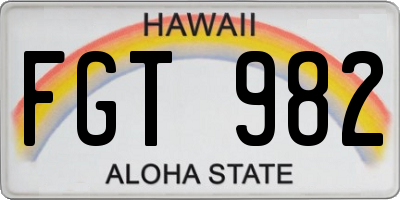 HI license plate FGT982