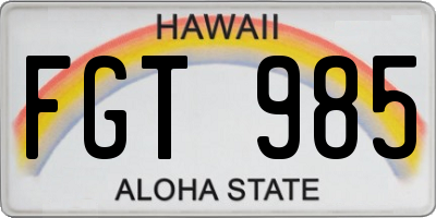 HI license plate FGT985