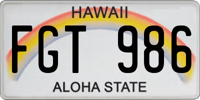 HI license plate FGT986