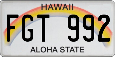HI license plate FGT992