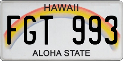HI license plate FGT993