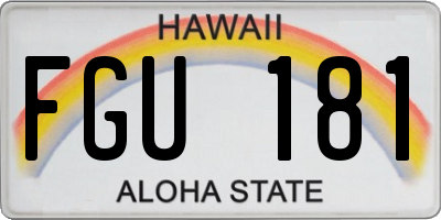 HI license plate FGU181