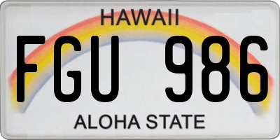HI license plate FGU986