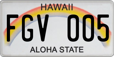 HI license plate FGV005