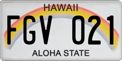 HI license plate FGV021