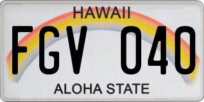 HI license plate FGV040