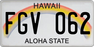 HI license plate FGV062