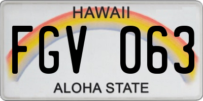 HI license plate FGV063