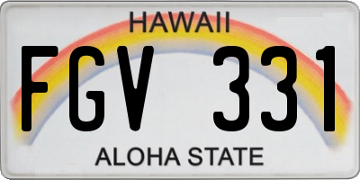 HI license plate FGV331