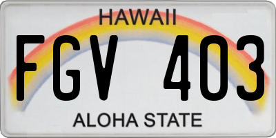 HI license plate FGV403