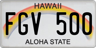 HI license plate FGV500