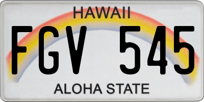 HI license plate FGV545