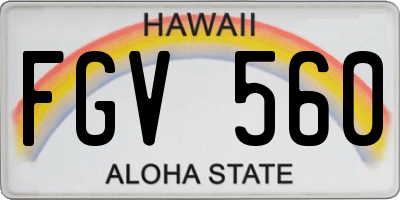 HI license plate FGV560