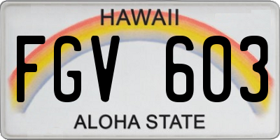 HI license plate FGV603