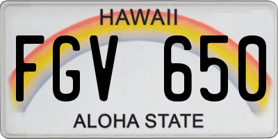 HI license plate FGV650