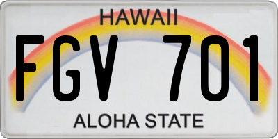 HI license plate FGV701