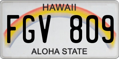 HI license plate FGV809