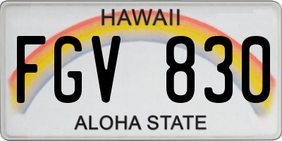 HI license plate FGV830