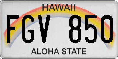 HI license plate FGV850